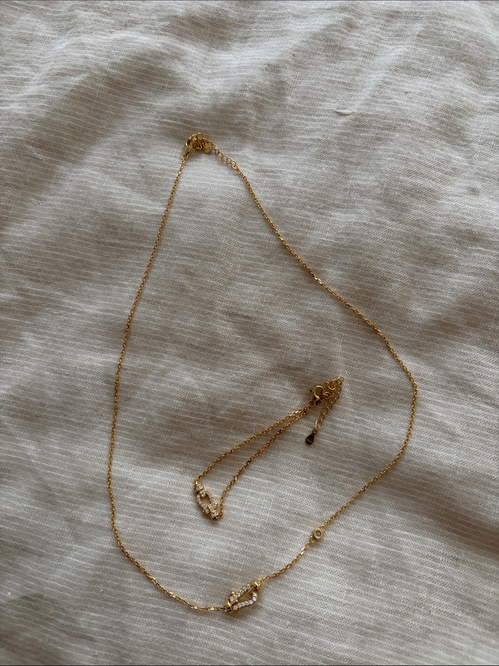 Delicate Gold plated Layered Mosanitte Necklace - Women's Jewelry